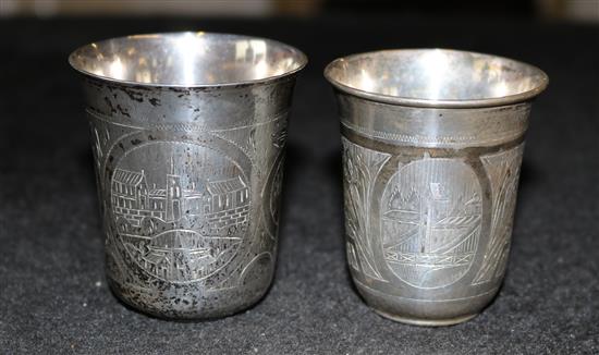 Two Russian silver beakers